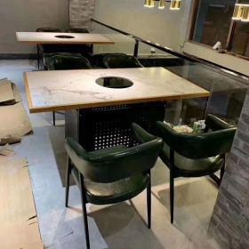 西安大理石台面无烟火锅桌定做案例