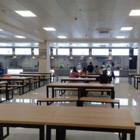 咸阳职业技术学院食堂餐桌椅沙发卡座交货实拍