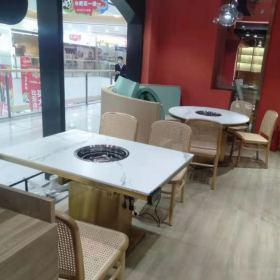 安康市口福缘大理石火锅桌完美交货