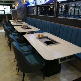 西安某餐厅涮烤一体桌卡座沙发交货实拍